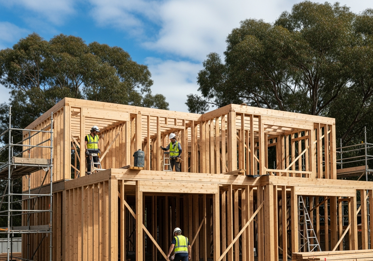 Modern home under construction in established Melbourne suburb